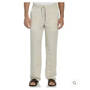 Cubavera Men's Linen Blend Drawstrating Waist Wide Leg Pants, Extra Large